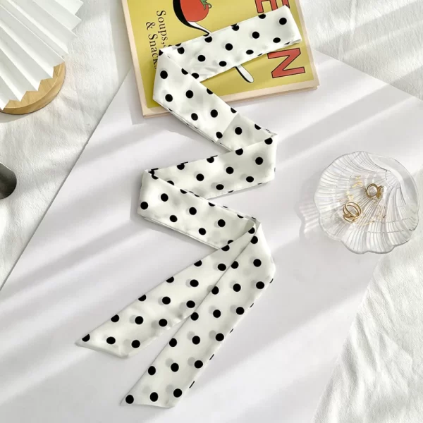 1pc fashion ribbon polka dot scarf printed thin scarf headband korean style neckerchief long scarves wedding