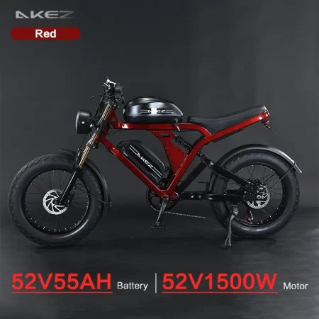 akez 52v 1500w ebike aluminum alloy frame 20'' off road tires long range with 55ah dual battery electric motorcycle city bike