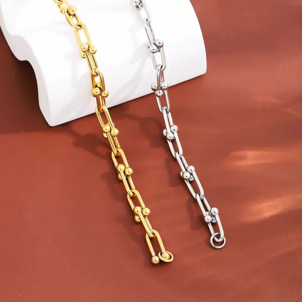 fashion charm u shaped bracelet for women men stainless steel 18k gold plated chain unisex jewelry gift daily wear