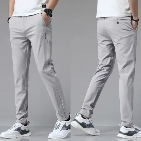 2024 spring summer ultra thin men's stretch slim straight casual pants high quality fashion breathable golf sports trousers