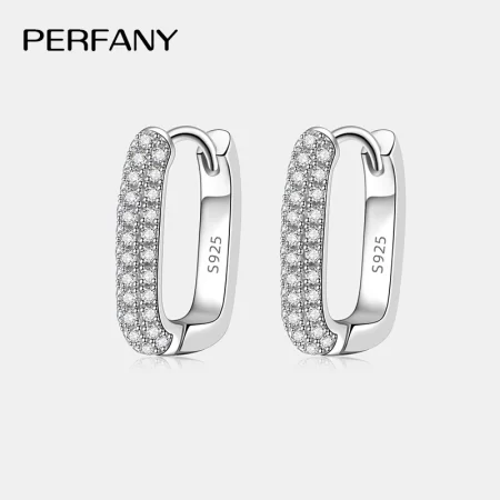 perfany 0.42ct all moissanite hoop earrings women's 100% pure silver laboratory diamond square earrings fashion wedding jewelry