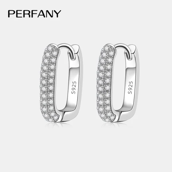 perfany 0.42ct all moissanite hoop earrings women's 100% pure silver laboratory diamond square earrings fashion wedding jewelry