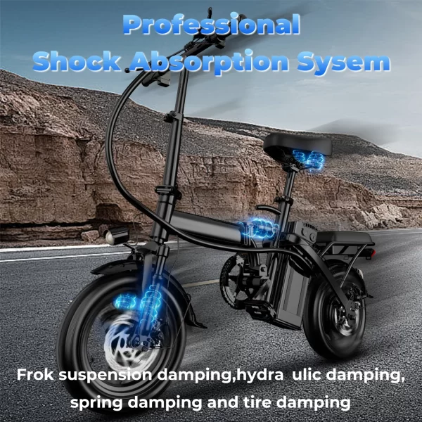 lelekuai 500w adult electric bike, 20 mph, 48v 12ah removable battery, 14 inch folding electric bike, multi shock absorption