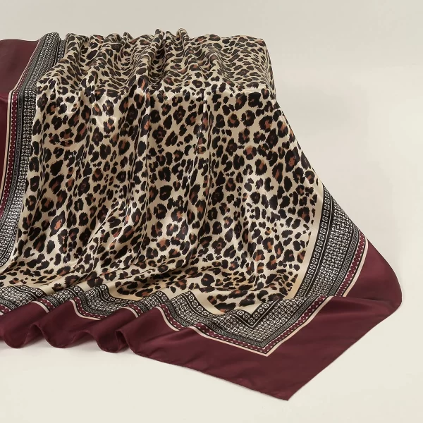 90cm leopard print square scarf satin silk headband muslim woman hijab lady fashion hairwrap rock style headscarf islim turban