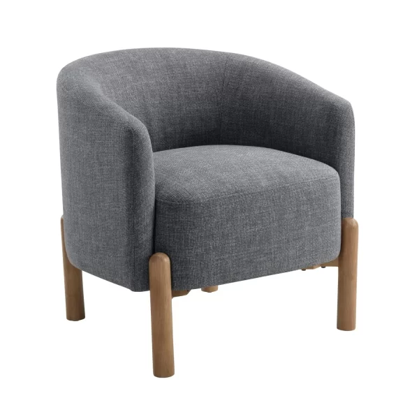 style comfort accent chair gray upholstery durable frame solid wood legs contemporary living room furniture 1pc