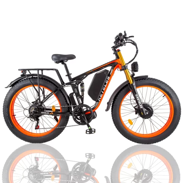 keteles k800 pro adult off road electric bicycle, 2000w/1000w motors, 23ah/ 17.5ah battery, 4.0'' fat tire full suspension ebike