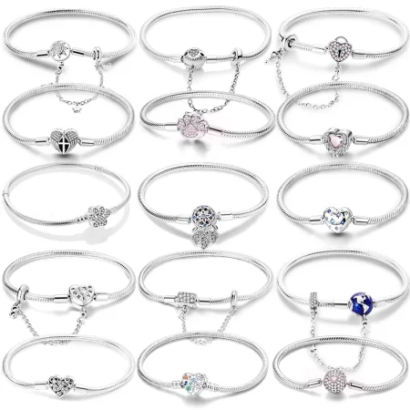 hot sales 925 sterling silver bracelets forever love butterfly heart bracelet fit diy charms beads fashion women jewelry 17 20cm