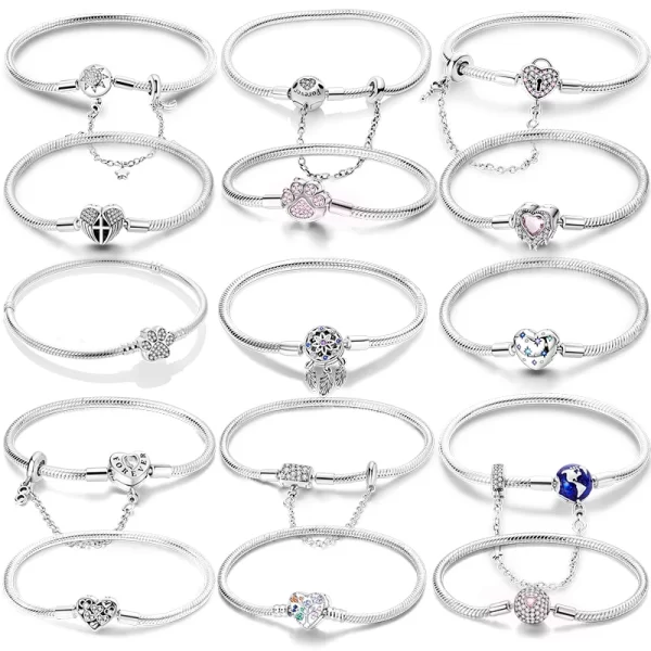 hot sales 925 sterling silver bracelets forever love butterfly heart bracelet fit diy charms beads fashion women jewelry 17 20cm