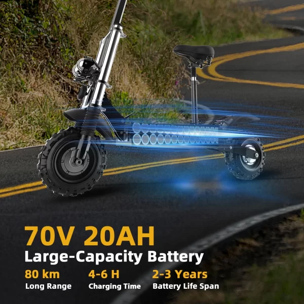 single dual motor electric scooter for adults 85km/h 1200 6000w 30 100km range foldable e scooter with seat x60 x700 x500 x750