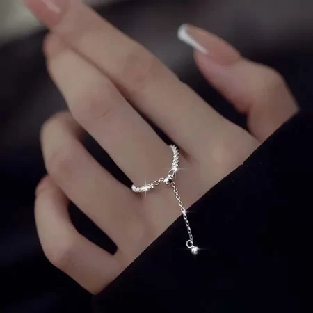 fashion silver color sparkling gypsophila pull rings for women simple adjustable flash fine ring wedding jewelry party gift
