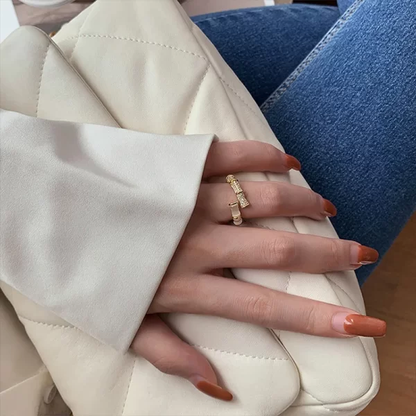 opals bamboo shape gold colour adjustable rings korean fashion jewelry party luxury accessory for woman‘s gift 2023 new design