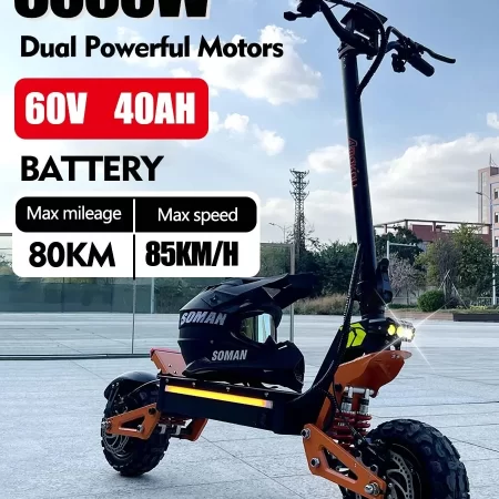 2024 new 6000w 60v 40v dual motor electric scooter dual suspension shock absorption maximum speed 95km/h 11 inch off road tyres