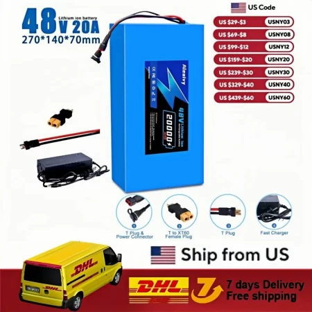 aleaivy 48v electric bike lithium battery pack 10 16 20ah li ion ebike battery for bicycle scooter motorcycle with 54.6v charger