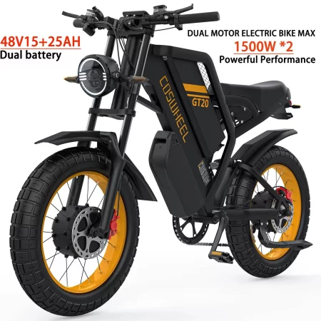 coswheel gt20 por electric bicycle peak 3000 watt motor 48v40ah lithium battery e bike 20 inch fat tire mountain electric bike