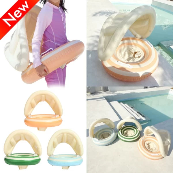 baby swimming ring inflatable swim ring with detachable sunshade toddlers pool float beach water for summer pool party