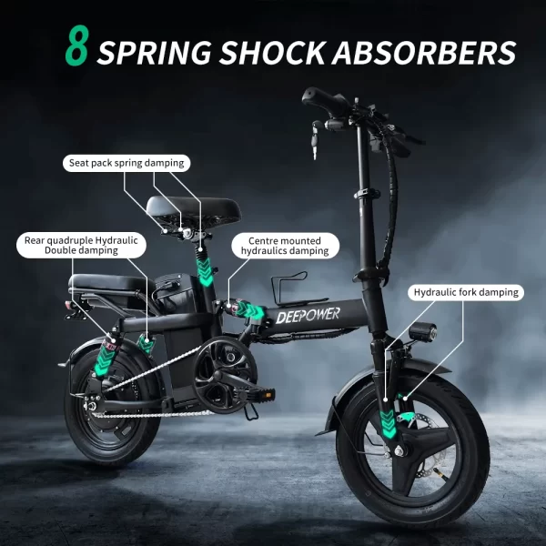 idotata 48v 10ah foldable electric bike throttle,400w motor electric bicycle for adults, mini ebike for urban commuter man woman