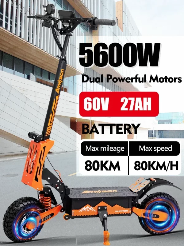 dt08 2024 new 5600w dual motor electric scooter 60v 27ah max speed 75 80km/h lcd display 11 inch tyres foldable electric scooter