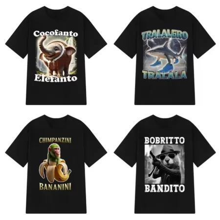 italian brainrot tralalero tralala tung tung tung sahur bombardiro crocodilo funny meme t shirt men women fashion loose t shirts