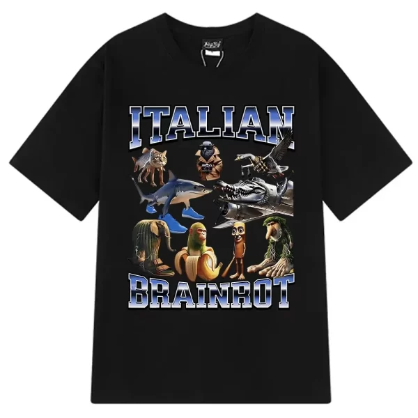 italian brainrot tralalero tralala tung tung tung sahur bombardiro crocodilo funny meme t shirt men women fashion loose t shirts