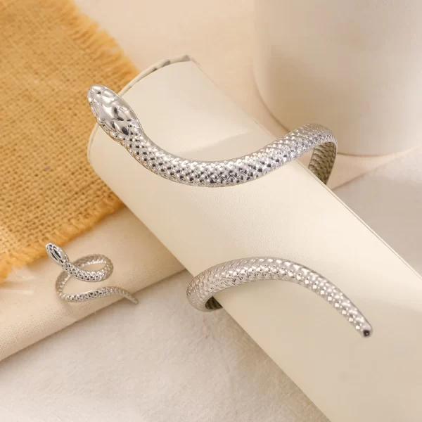 kmvexo 2025 punk snake bangles ring set for women snake opening cuff bracelet aesthetic fashion jewelry pulseras mujer manchette