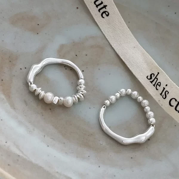 xiyanike asymmetrical beads pearl elastic cord rings for women girl luxury korean fashion new jewelry gift party кольцо женское