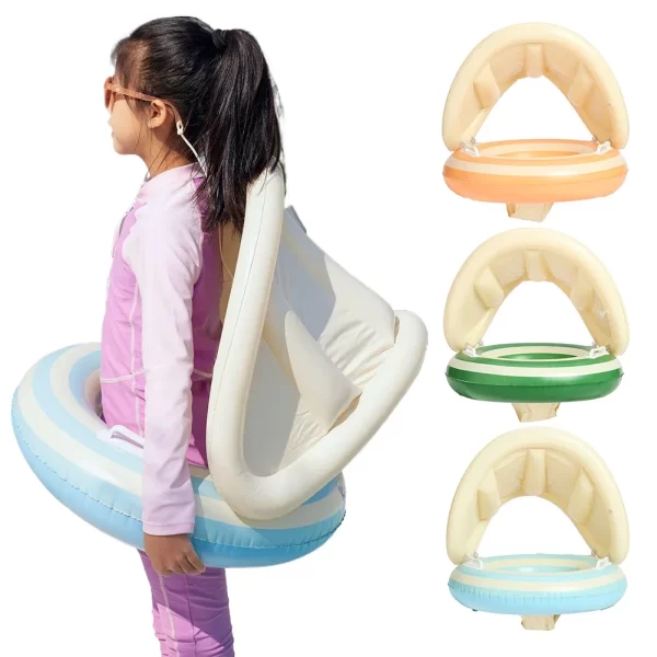 inflatable baby swimming ring with detachable sunshade toddlers pool float thickened leakproof baby swim ring for boys girls