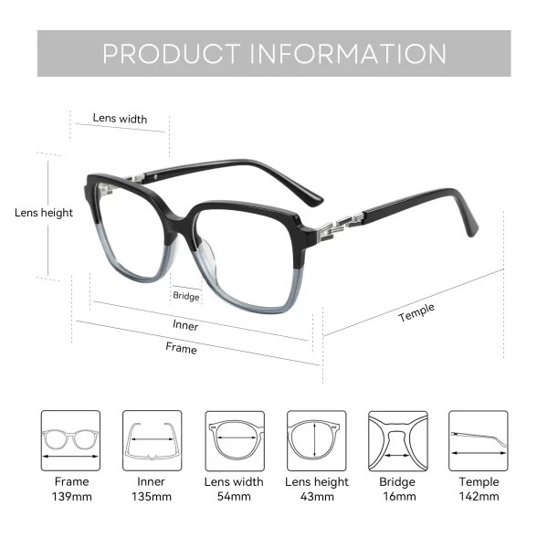bluemoky popular butterfly prescription eyeglasses for women fashion acetate anti blue light myopia/photochromic optical glasses