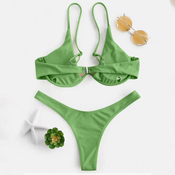 bikini sexy split style solid color women's swimsuit steel bracket tow piece for teenagers biquinis feminino tendência 2024