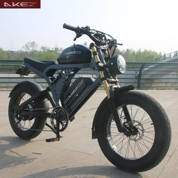 akez 52v 1500w ebike aluminum alloy frame 20'' off road tires long range with 55ah dual battery electric motorcycle city bike