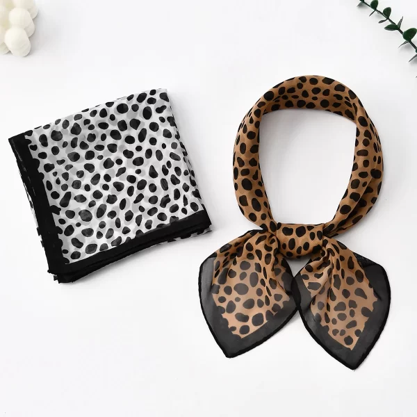 60*60cm small square scarf women chiffon neckerchief fashion leopard printed floral handkerchief hair wrap bag accessories