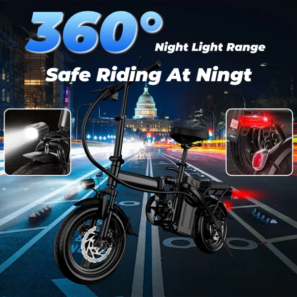 lelekuai 500w adult electric bike, 20 mph, 48v 12ah removable battery, 14 inch folding electric bike, multi shock absorption