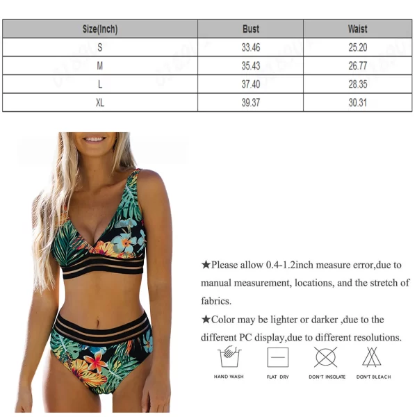 conjuntos de biquínis women high waisted swimsuit 2 piece bathing suit retro hawaii print bikini set swimwear women new