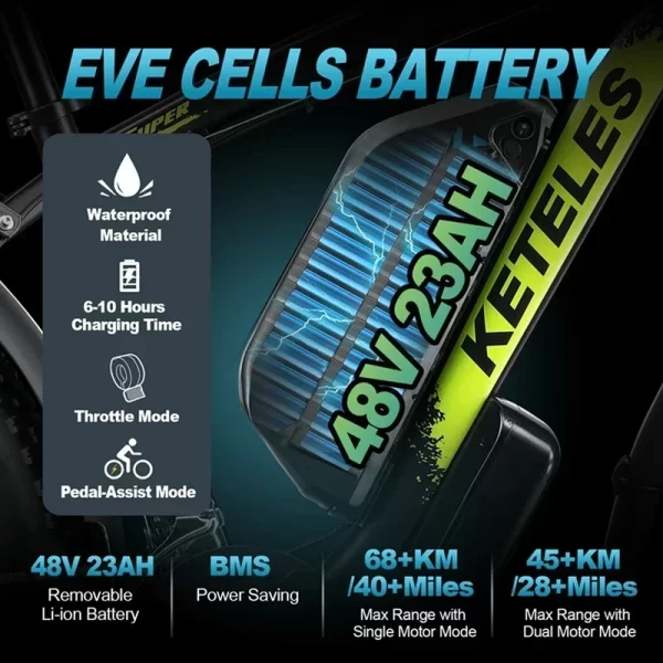 electric bicycle keteles k800 2000w high power motor 48v 23ah battery adult electric bike 26 inch tire mountain off road ebike