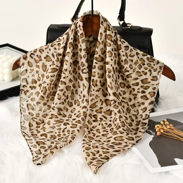 60*60cm small square scarf women chiffon neckerchief fashion leopard printed floral handkerchief hair wrap bag accessories