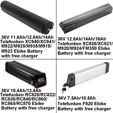 electric bike battery 36v 10.4ah 11.6ah 12.8ah 14ah 16ah for telefunken xc940 xc941 m915 m920 m922 m923 m924 m925 m935 rc820