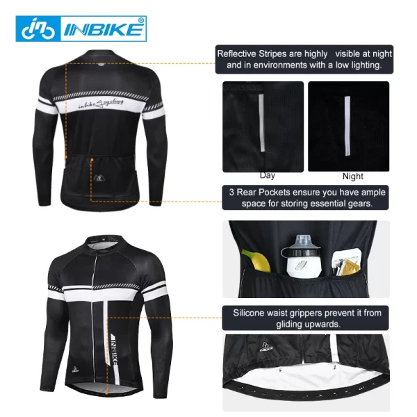inbike overstock clearance!men's cycling long sleeved jersey bike bib pants biking mtb clothing man long shirts moisture wicking