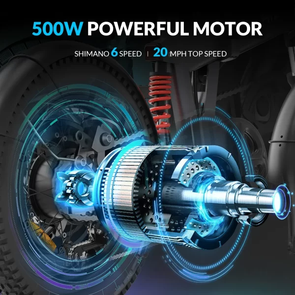 500w brushless motor foldable electric bike 4.0*20 inch tires with 48v 14ah removable lithium battery mountain off road ebike