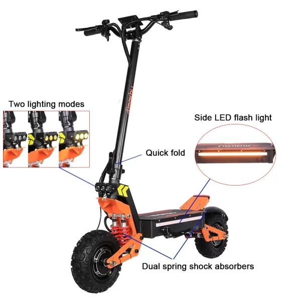 x5 6000w dual motor eelectric scooter in china stock 60v 40ah large battery remote scooter with seat 11 inch tires