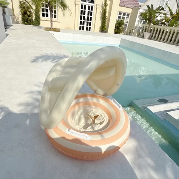 baby swimming ring inflatable swim ring with detachable sunshade toddlers pool float beach water for summer pool party