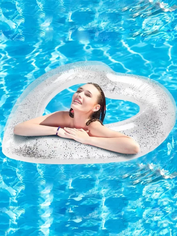 sweet love swim ring 90cm inflatable pvc adult swimming pool float for women beach party transparent love shape