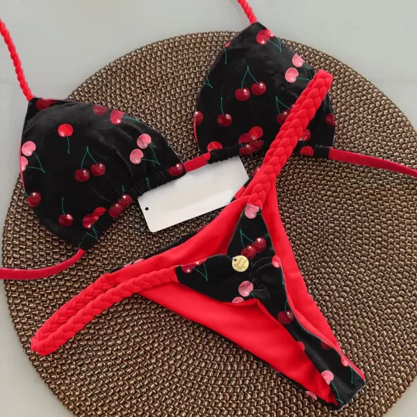 new women's bikini split print swimwear fashion g string beach holiday