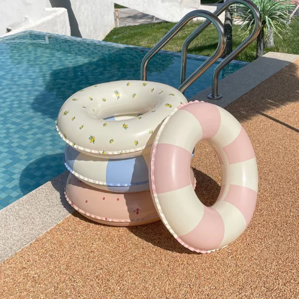 summer beach striped thickened swimming ring children water sports swim ring adult cherry floating ring swimming pool lifebuoy