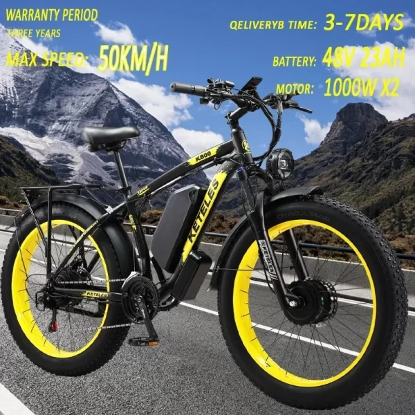 electric bicycle keteles k800 2000w high power motor 48v 23ah battery adult electric bike 26 inch tire mountain off road ebike
