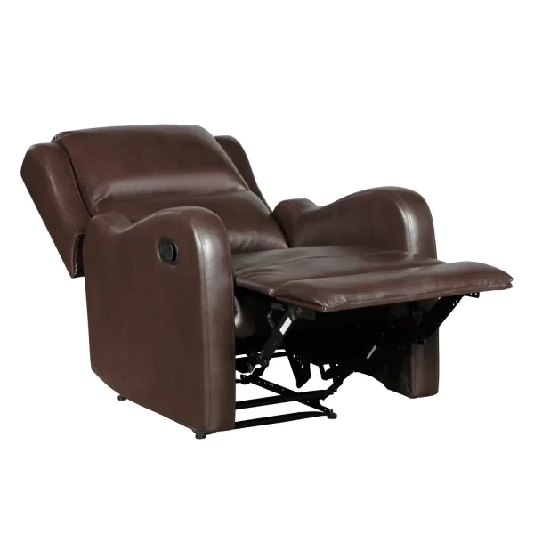 brown reclining chair 1pc comfort seating faux leather upholstery living room furniture solid wood