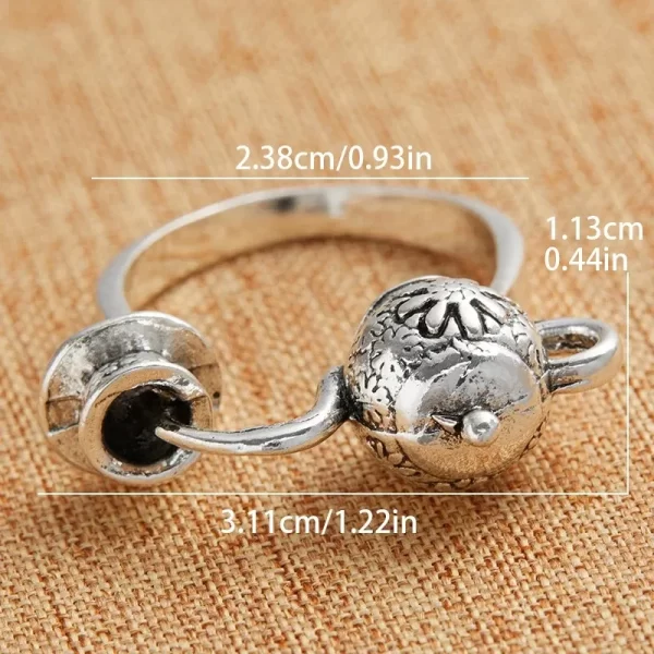 personalised creative teapot men's & women's tea cup ring fashion novelty teapot pouring ring holiday party jewelry accessories
