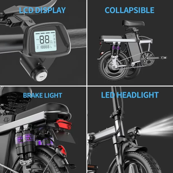 ebike f12 500w 48v 15ah folding electric bike/14 inch fat tire electric bike/moped with pedal drop for transport ebike