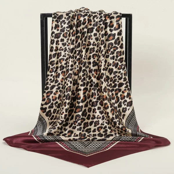 90cm leopard print square scarf satin silk headband muslim woman hijab lady fashion hairwrap rock style headscarf islim turban