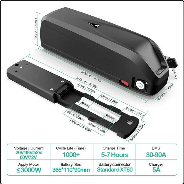 hailong batterie60v 72v 20 24ah 40 50ah 60ah velo electrique ebike bateria 36v 48v 52v 30ah cham rider akumulator 2000w battery