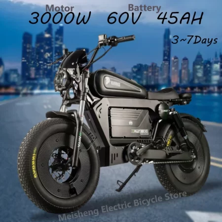 ebik black warrior 3000w motorcycle 60v 45ah ebike adult highway electric bike 20 inch off road fat tires suitable for desert mo