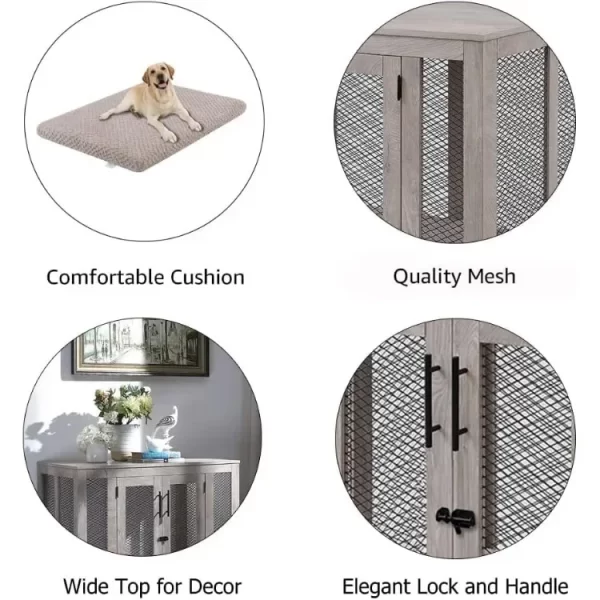 home large dog crate furniture, wooden kennel , inside side end table crate with tray and bed, dog enclosure